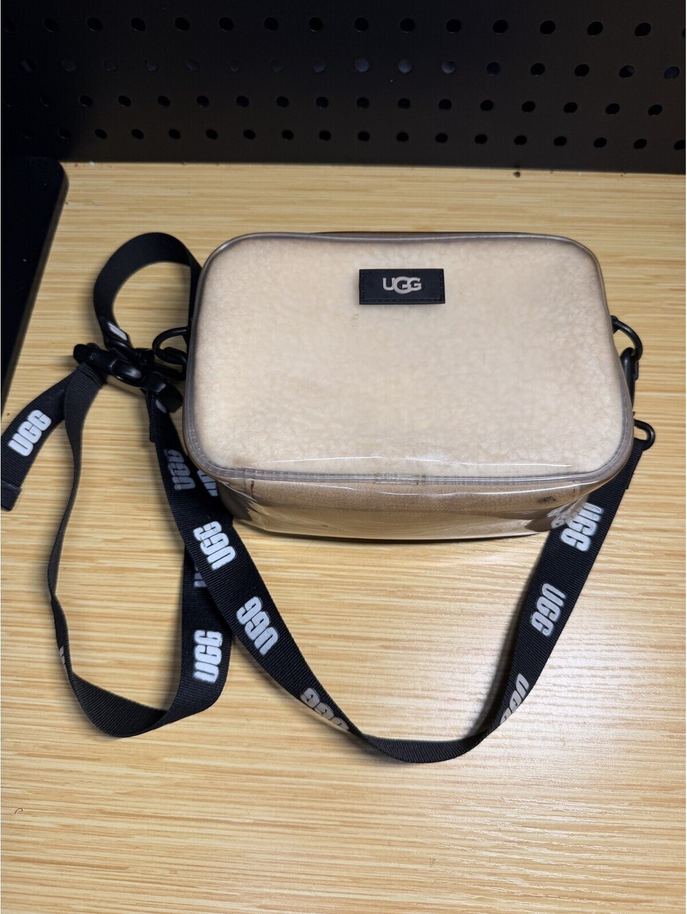 Women’s Ugg Crossbody Bag Purse Textured Sherpa Clear Plastic Tote